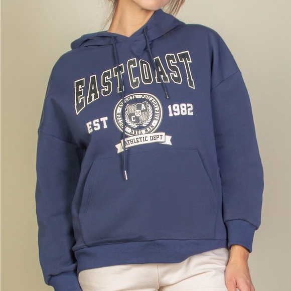 Shannel’s Closet Tops - Graphic Kangaroo Pocket Drawstring Hoodie